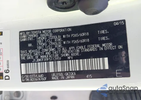 2015 Lexus Gx from USA, damaged, VIN JTJBM7FX9F5112959